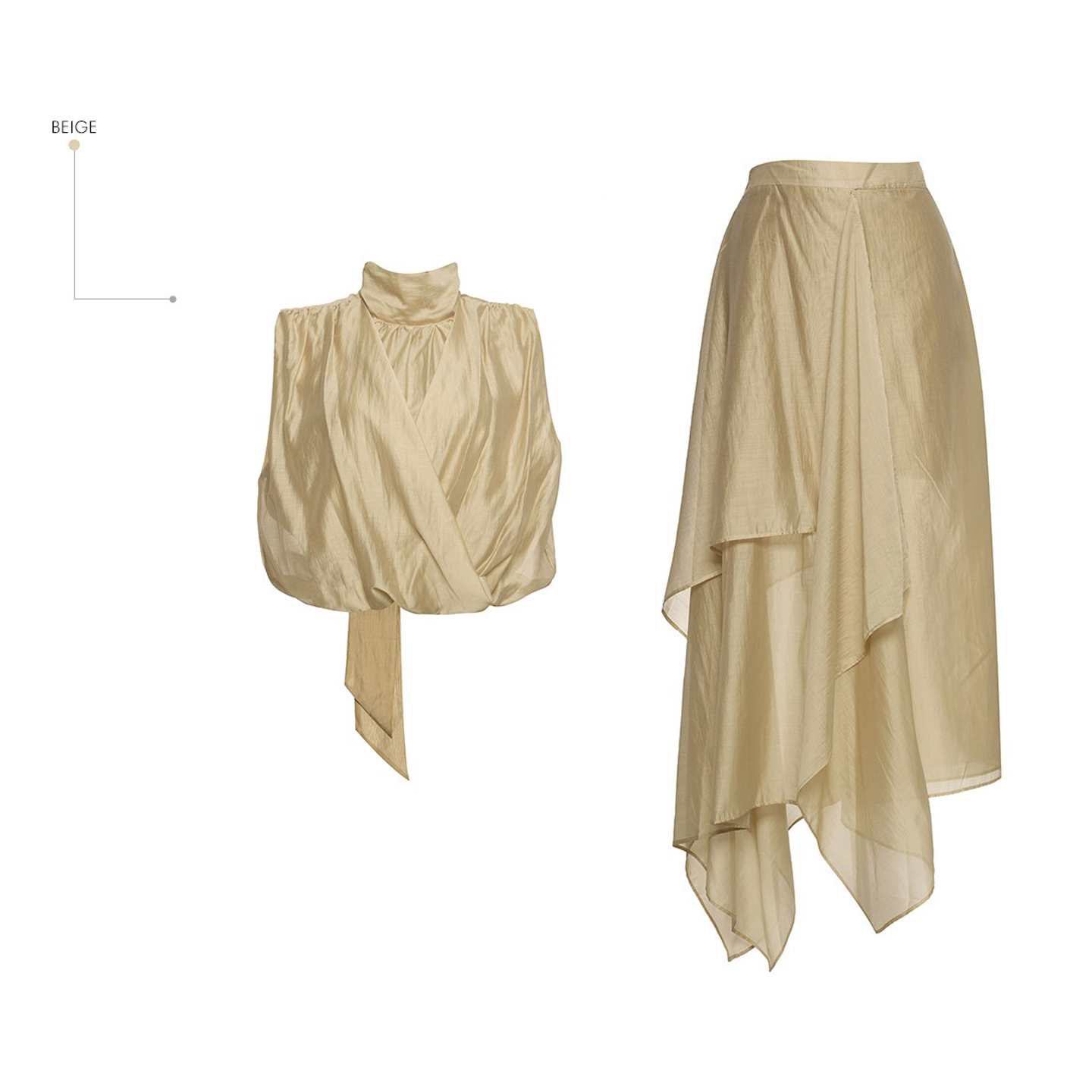 เสื้อเชิ้ตไหมสีเบจสุดชิค