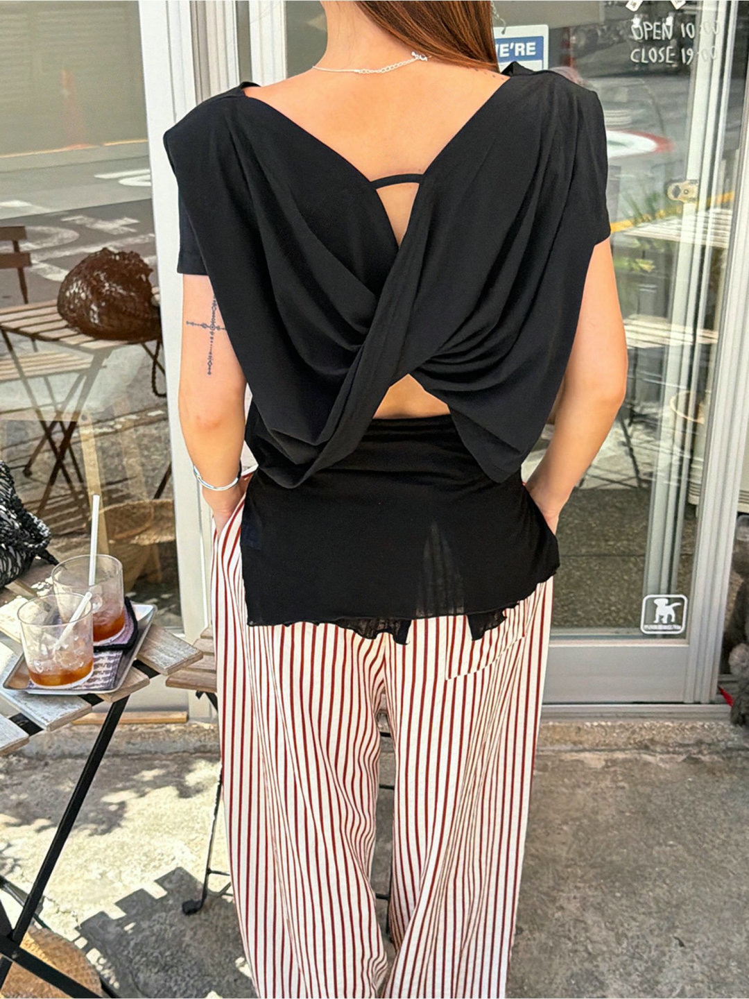 Stylish Black Vest Top with Trendy Cross Design